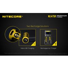NiteCore Литий-ионный (Li-Ion) аккумулятор NiteCore NL1475R (14500) со встроенной зарядкой Micro-USB