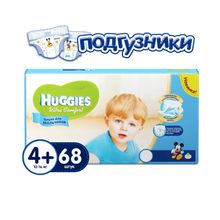 Huggies Ultra Comfort 4+ (10-16 кг) для мальчиков 68 шт