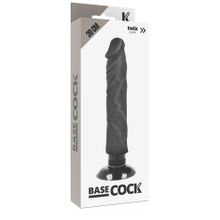 Черный вибратор на присоске Basecock Realistic Vibrator 2in1 - 20 см. (244942)