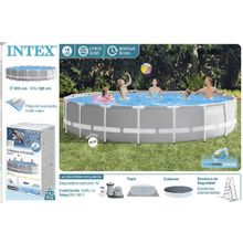 Каркасный бассейн 610х132см, Prism Frame Pool, фильтр насос 5678 л ч, лестница, тент, подстилка Intex 26756