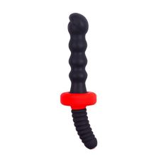 Dream Toys Чёрный двусторонний вибромассажер для анальной стимуляции MENZSTUFF ASS DAGGER KNOTTED - 30 см. (черный с красным)