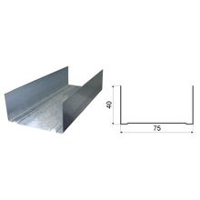 Профиль  направляющий для ГВЛ ПН 75*40*3000 (толщина 0,5 - 0,6мм)