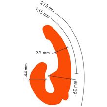 Оранжевый анатомический страпон с вибрацией