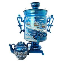 Комплект "Зимний вечер": самовар электрический 45 литров и заварочный чайник, арт. 110918