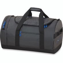 Большая чёрная сумка из полиэстера DAKINE CREW DUFFLE 90L BLACK с боковым и наружным карманом съёмным плечевым ремнём