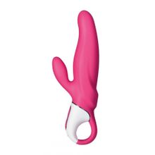 Ярко-розовый вибратор  Satisfyer Mr. Rabbit с клиторальным отростком - 22,1 см. (118502)