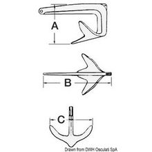 Osculati Trefoil anchor AISI 316 15 kg, 01.109.15