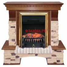 Каминокомплект Pierre Luxe сланец сланец белый с очагами Majestic FX   Fobos FX