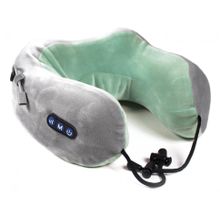 Массажная подушка для шеи с подогревом и завязками (Серо-зелёная)