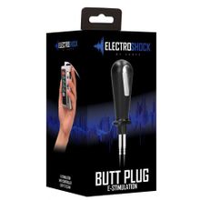 Черный электростимулятор с проводящей насадкой E-Stim Butt Plug - 8 см. (138372)
