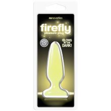 NS Novelties Желтая анальная пробка, светящаяся в темноте, Firefly Pleasure Plug Small - 10,1 см.