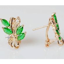 Серьги с зелёным фианитом "эффект бабочки"