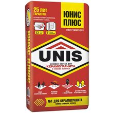 ЮНИС Плюс клей плиточный (25кг)   UNIS Plus клей для укладки керамической плитки и керамогранита (25кг)