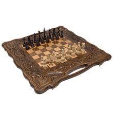 Шахматы + нарды резные "Антемион" 60 с ручкой, Haleyan (kh134-6)