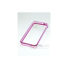 Бампер Яблоко для iPhone 4 прозрачный сиреневый