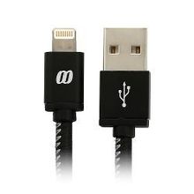 Кабель Mango Device Lightning 8 pin MFI, 1 м, натуральная кожа, черный