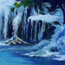 Картина на холсте маслом "Раскидистый водопад"