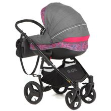 Rudis Коляска 2 в 1 Solo графит ягодный принт