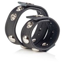 California Exotic Novelties Черная кожаная утяжка на пенис и мошонку COLT Leather Strap Domed With Ball Strap