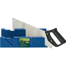 Стусло пластиковое синее, 4 угла для запила + пила 450мм СИБРТЕХ