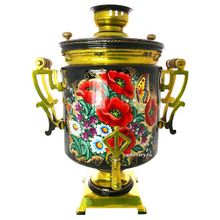 Электрический самовар 45 л "Буфетный" с художественной росписью "Праздничный букет" арт. 124507