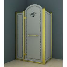 Душевой уголок Cezares Retro AH12 (120x100) (левый) прозрачное стекло с матовым узором (золото)