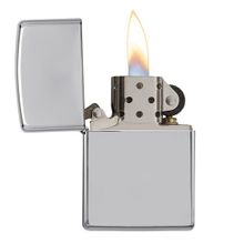 Зажигалка серебристая глянцевая Zippo с покрытием High Polish Chrome