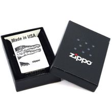 Зажигалка серебристая матовая Zippo Alligator с покрытием Brushed Chrome