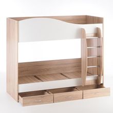 Кровать двухъярусная с ящиками 800х2000 белый дуб сонома