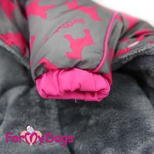 Тёплый комбинезон на меху для собак серо-розовый ForMyDogs девочка FW346-2016 F