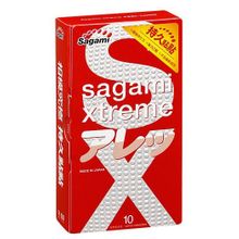 Sagami Утолщенные презервативы Sagami Xtreme Feel Long с точками - 10 шт.