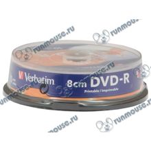 Диск DVD-R 8см 1.4ГБ 1x-4x Verbatim "43573", Printable, пласт.коробка, на шпинделе (10шт. уп.) [51281]