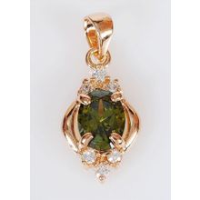 Кулон с перидотом "Овал 6 цирконов"