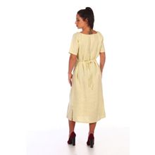 Платье льняное женское - Олеся с вышивкой | желтый экрю