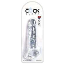 Прозрачный фаллоимитатор 8  Cock with Balls - 22,2 см.