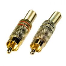 Разъём RCA штекер, металл, под винт, на кабель, золотистый, 2 шт