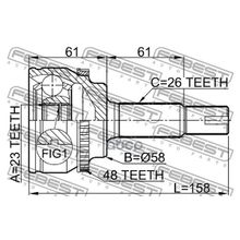 Шрус Внешний | Перед Прав Лев | Toyota Corolla Altis Sed Wg Ce120 Nze12# Zze12# 2000.08-2008.08 [Gr] 23*58*26 Мм Febest арт. 0110ZZE120A48