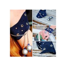 Синий замшевый браслет