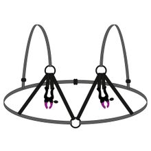 Декоративный бюстгальтер с зажимами на соски Bra with silicone nipple clamps Черный