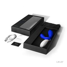 Lelo Синий вибромассажёр простаты Loki Wave Federal Blue с отростком для стимуляции промежности - 19,6 см.