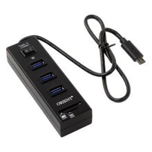 HUB 3-port ORIENT JK-331 USB 3.0 c картридером и выключателем, подкл. к USB Type C (30031)