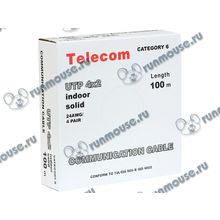 Кабель UTP 6 кат. Telecom "UTP4-TC100C6N-CCA-IS", 4 пары, однож., 24AWG 0.51мм., CCAW (100м) [77649]