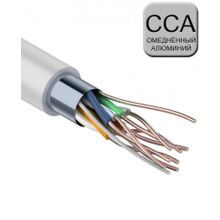 Кабель BaseLevel F UTP витая пара экранированный, категории 5e, 4 пары, 24AWG, CCA, для внутренней прокладки, PVC, серый, 305м