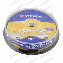 Диск Verbatim DVD+RW 4.7GB 4x кейбокс (10)