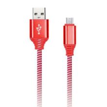 Кабель USB 2.0 Am=>micro B - 1.0 м, нейлон Socks, красный, Smartbuy (iK-12NS red)