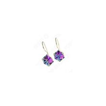 Серьги «Куб» Лавандовые с элементами Swarovski