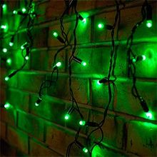 Neon-Night 255-044 Уличная светодиодная Бахрома Айсикл, 2.4x0.6 м, зеленый, пост свечение, провод черный