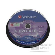 Verbatim Диски DVD+R , 8x, 8.5Gb Double Layer, 10шт, Cake Box 43666
