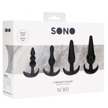 Набор из 4 черных анальных пробок N80 4-Piece Butt Plug Set (233304)