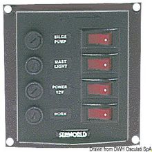 Osculati Vertical control panel w. 4 switches, 14.103.34